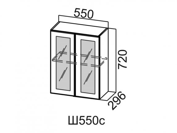 Шкаф навесной 550 со стеклом Ш550с Вектор 550х720х296