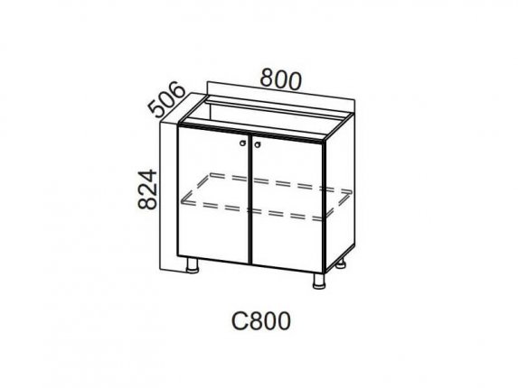 Стол-рабочий 800 С800 Волна 800х824х506